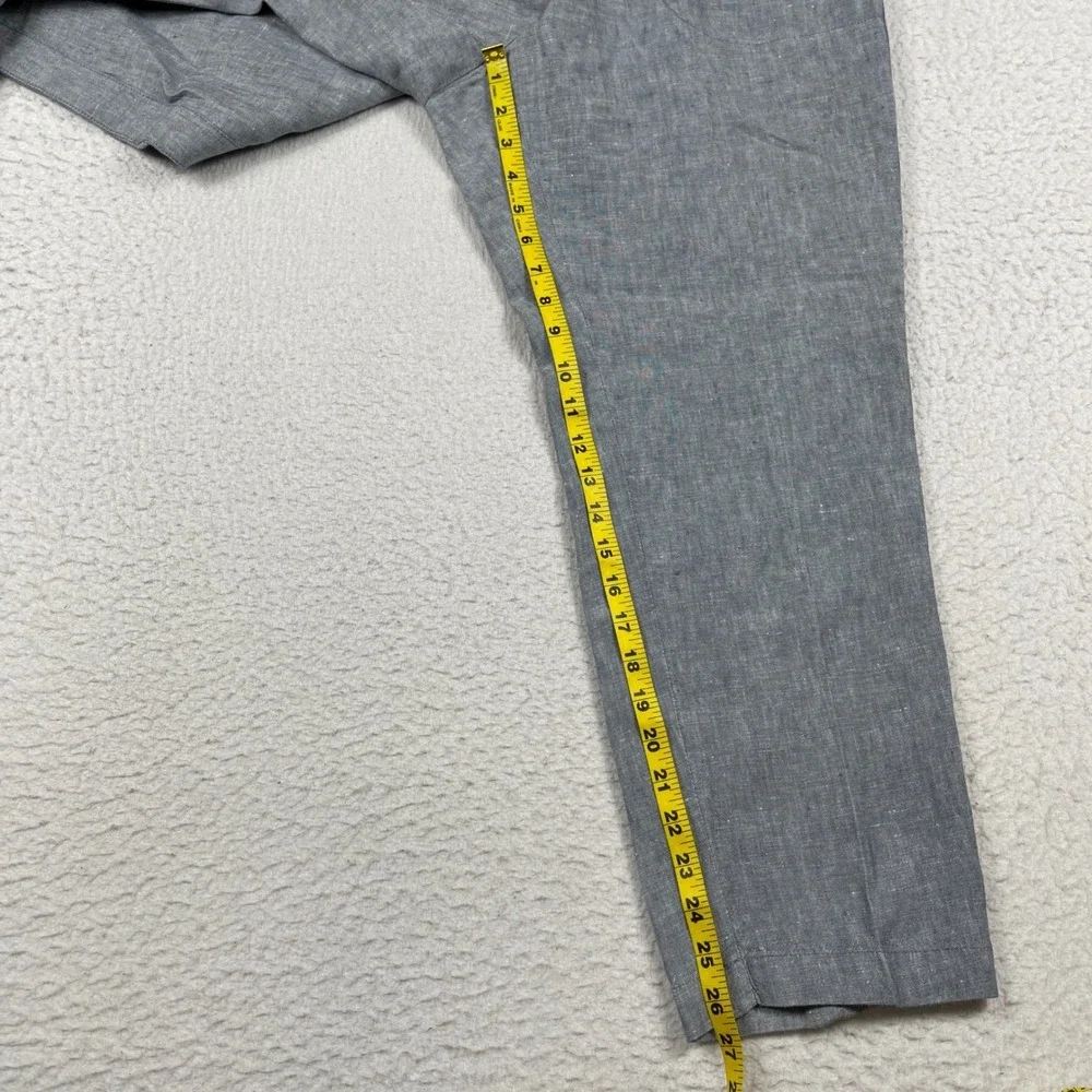 Pure Jill‎ Linen Pants Women Large Petite Chambray Elastic Waist Straight